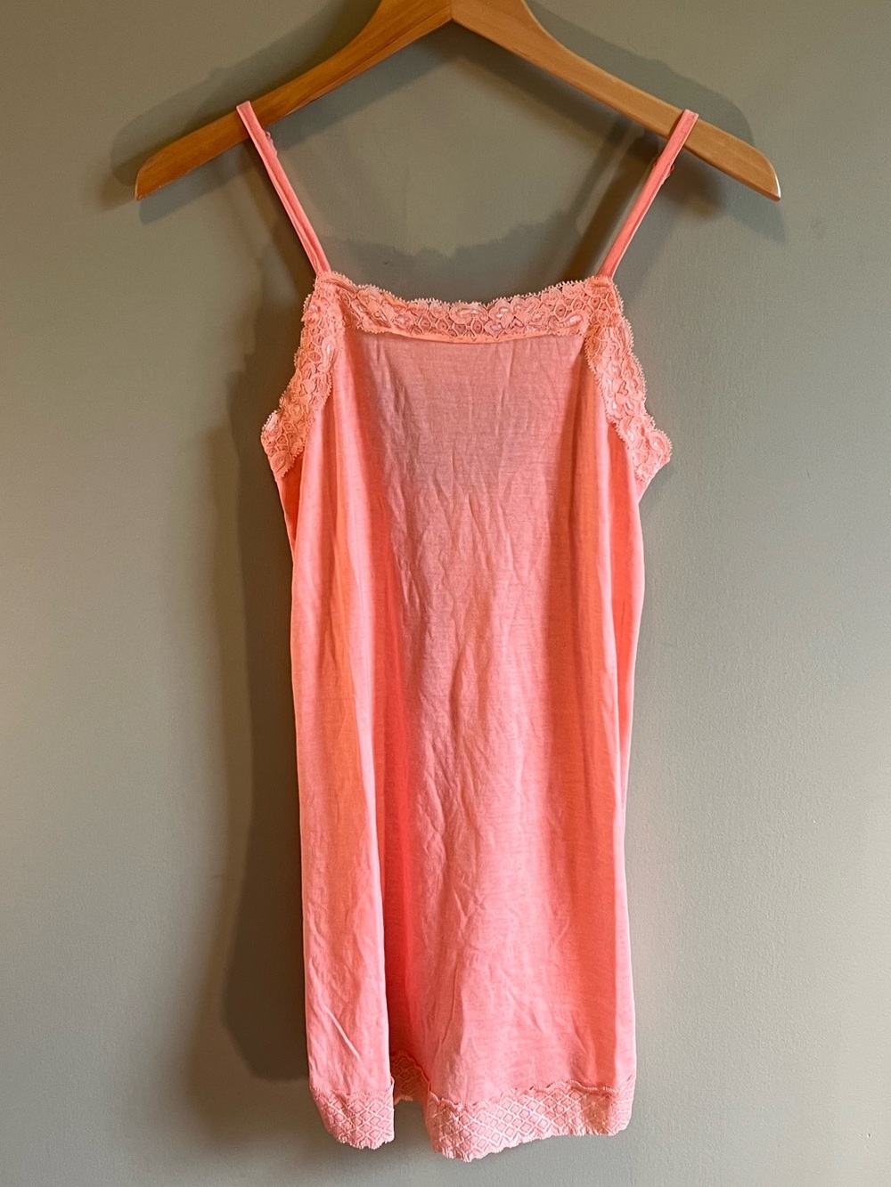 The Company Store Peach/Pink Lace-Trim Nightgown